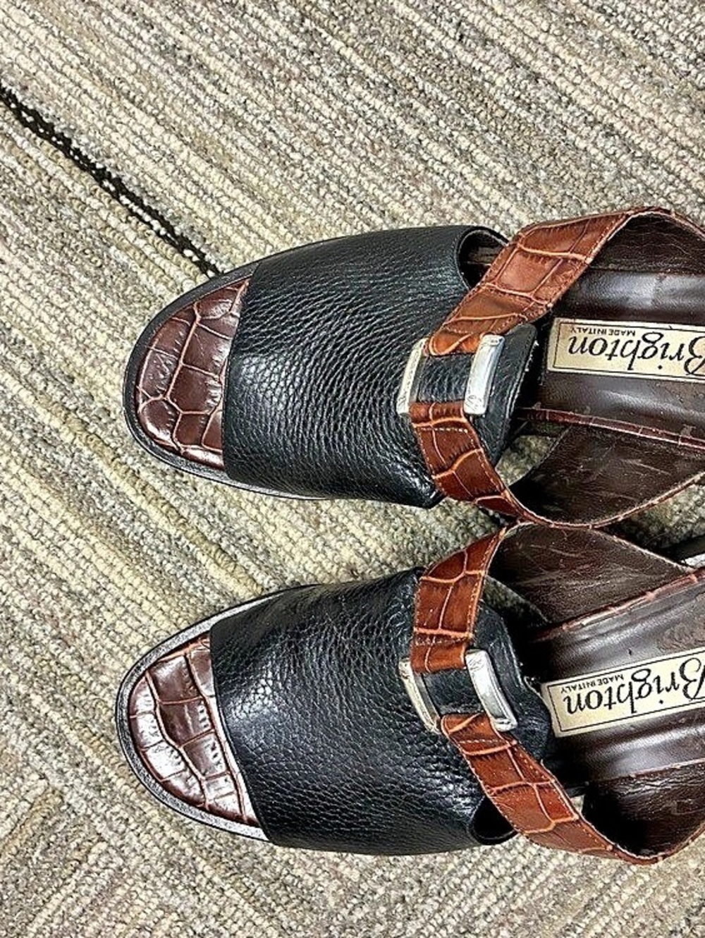 Brighton Leather-Style Mules Black & Brown US 7.5